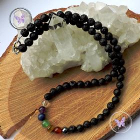 Lava Stone Essential Oil Diffuser Chakra Necklace